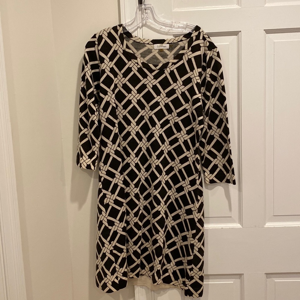 Calvin Klein wool black and white dress, size XL